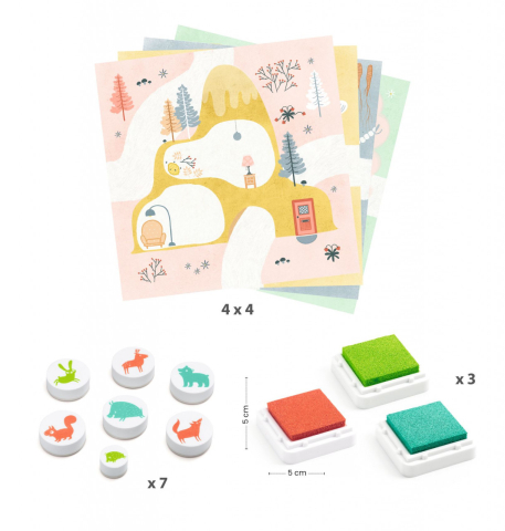 Joc creativ cu stampile Animale din padure, Djeco [3]