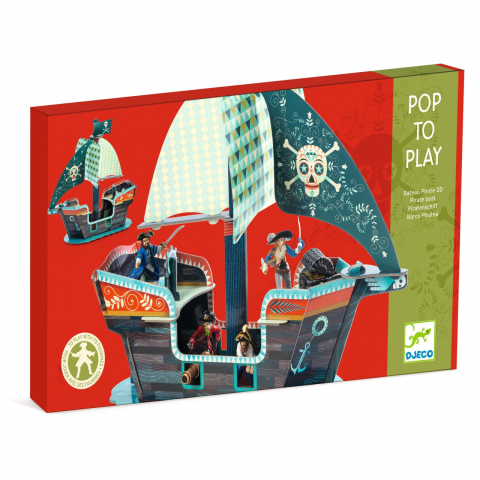 Jocuri si jucarii - Joc de construit Pop to play Corabia piratilor 3D, Djeco