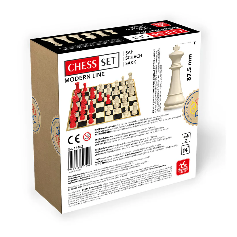 Joc de sah Modern Line Rosu – Set sah cu piese turneu Deico [1]