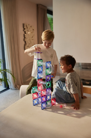 Joc magnetic Circuit pastel cu bile - 70 Piese, Cleverclixx [3]