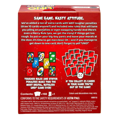 Joc UNO Show Em No Mercy Card Game 168 carti editie hardcore Mattel [1]