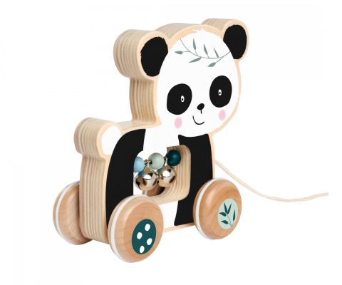 Jucarie de tras Panda din lemn Eichhorn cu clopotei [2]