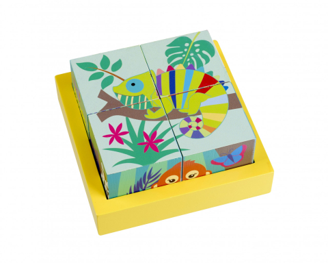 Jucarie Montessori Cuburi cu animale din jungla, Orange Tree Toys [2]