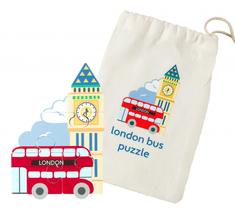 Jucarie Montessori mini puzzle din lemn autobuzul londonez, Orange Tree Toys [4]
