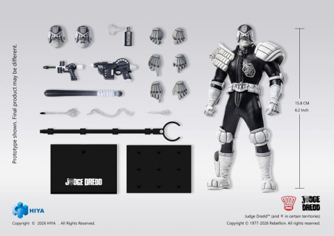 PRECOMENZI - Judge Dredd Exquisite Super Action Figure 1/12 Judge Dredd Black & White Ver. 15 cm