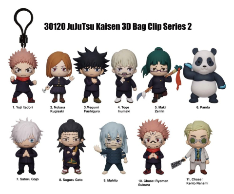 PRECOMENZI - Jujutsu Kaisen 3D PVC Bag Clips Series 2 Display (24)