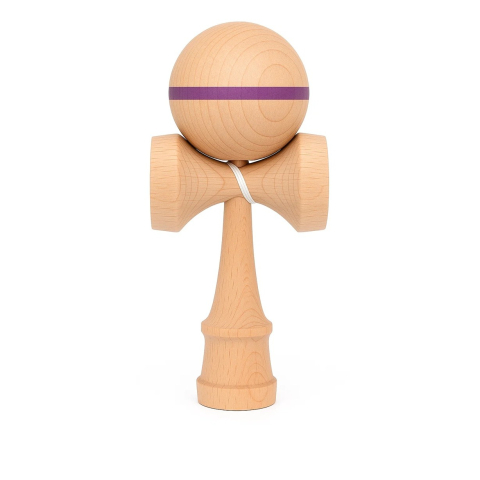 Noutati - Kendama Flippy din lemn – 18 cm, model cu dunga mov