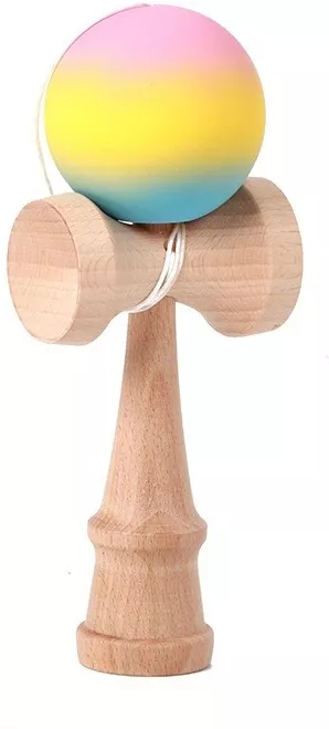 Noutati - Kendama Flippy Gradient – Lemn, 18 cm, Roz/Galben/Albastru
