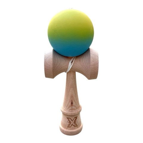 Noutati - Kendama Flippy X Originala – Lemn, 18 cm, Gradient Galben/Albastru, Profesionala