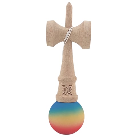 Kendama X Originala Profesionala Flippy din Lemn Rubber Grip 18 cm Rosu/Galben/Albastru [2]