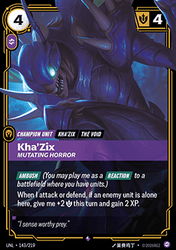 Singles Trading Card Games - Kha'Zix, Mutating Horror (V.1 - Rare) Unleashed - Singles 143