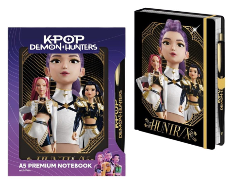 PRECOMENZI - KPop Demon Hunters Notebook with Pen A5 Premium Golden