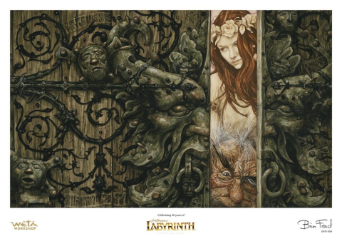 Casa si Cadouri - Labyrinth (1986) Printed Art Sarah and Hoggle Navigate the Labyrinth Limited Edition 30 cm