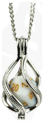 Lair Wear Caged Dice Necklace D20 Marble Black & White with Gold [1]