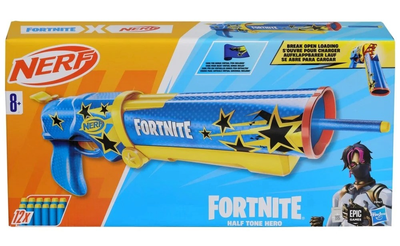 Jocuri si jucarii - Lansator Hasbro Nerf Fortnite Half Tone Hero cu 12 sageti Elite albastru