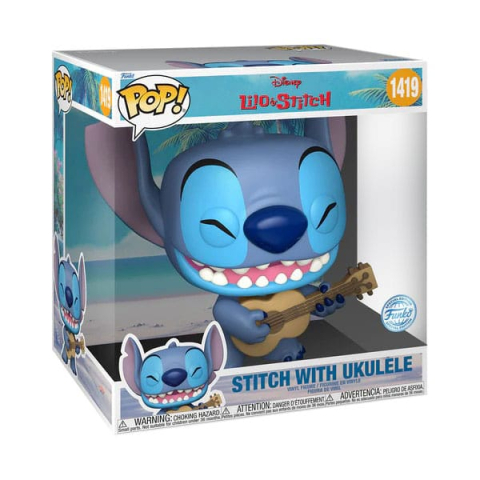 PRECOMENZI - Lilo & Stitch Super Sized Jumbo POP! Games Vinyl Figure Stitch w/Uke 25 cm