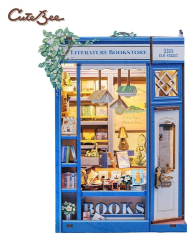 Book Nooks - Literature Bookstore - DIY Book Nook Kit cu LED