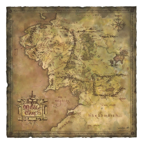 PRECOMENZI - Lord of the Rings Art Print Parchment Map of Middle-earth 59 x 30 cm