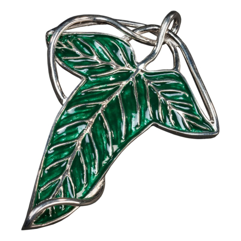 PRECOMENZI - Lord of the Rings Replica 1/1 Elven Leaf Brooch & Chain (Sterling Silver)