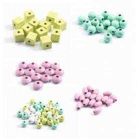 Margele de insirat din lemn Frunze si flori, Djeco [2]