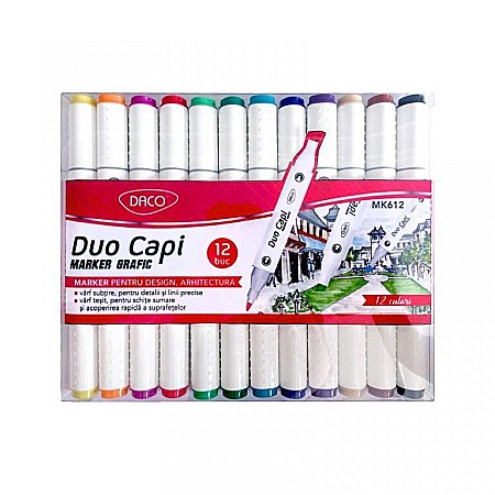 Rechizite, Creativitate, Hobby - Marker grafic set 12 Duo Capi DACO MK612