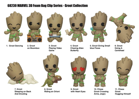 Fashion & Accessories - Marvel Groot 3D PVC Bag Clips Series 1 Blind Bag Display (24)