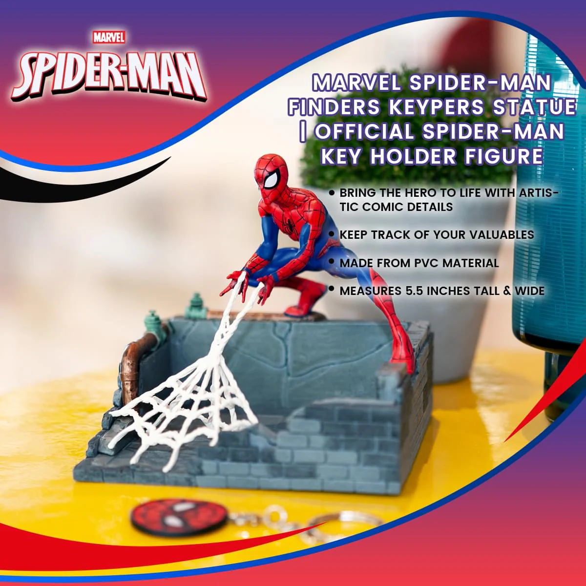 Marvel Spider-Man Finders Keypers Key Holder Statue cu Baza Depozitare [6]