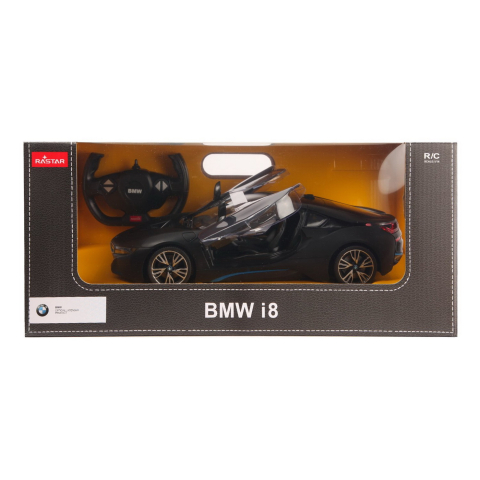 Jocuri si jucarii - Masina RC BMW i8 Negru 1:14 Rastar 2.4GHz cu lumini