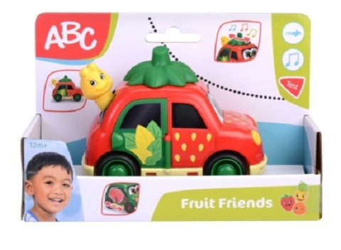 Jocuri si jucarii - Masinuta Capsuna Fruit Friends 12 cm cu muzica si usa interactiva bebe 1+