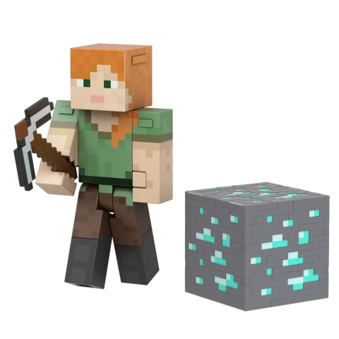Noutati - Minecraft Diamond Level Alex 14cm – Figurina Colectibila cu Accesorii Metalice