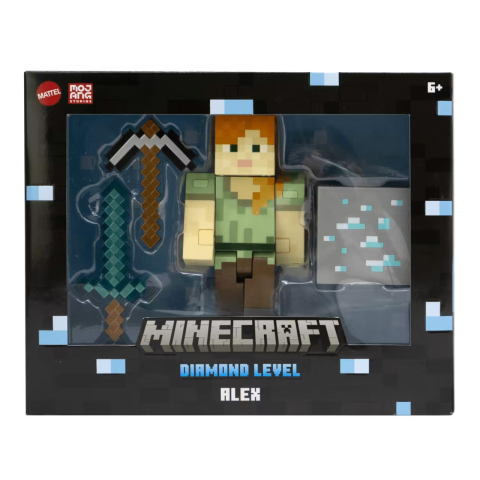 Minecraft Diamond Level Alex 14cm – Figurina Colectibila cu Accesorii Metalice [3]