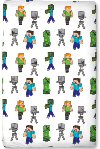 PRECOMENZI - Minecraft Fitted Sheet 90 x 200 x 25 cm