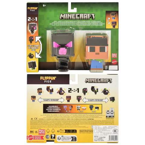 Noutati - Minecraft Flippin' Figs 2-in-1 – Steve & Ender Dragon Figurina