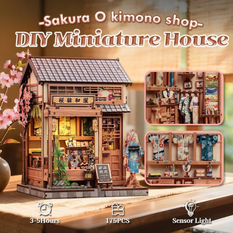 Miniature House Model Kit Sakura O Kimono Shop 19 x 14 cm [11]