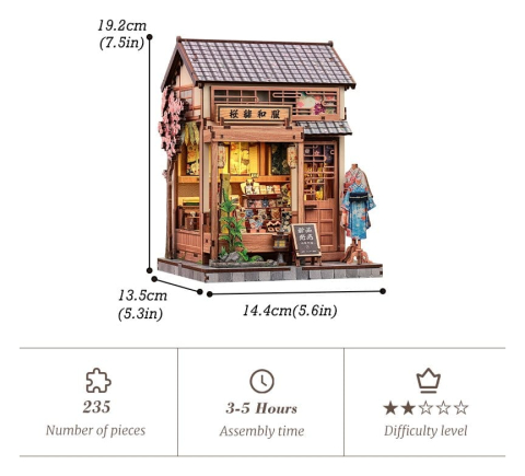 Miniature House Model Kit Sakura O Kimono Shop 19 x 14 cm [6]