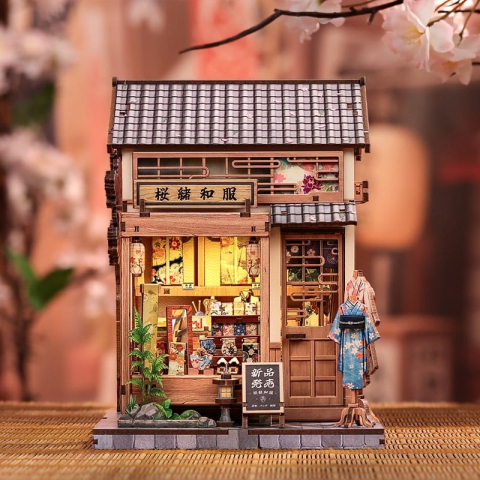 Miniature House Model Kit Sakura O Kimono Shop 19 x 14 cm [18]