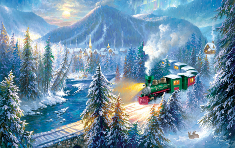 Mountain Christmas Train – Puzzle 500 piese [1]