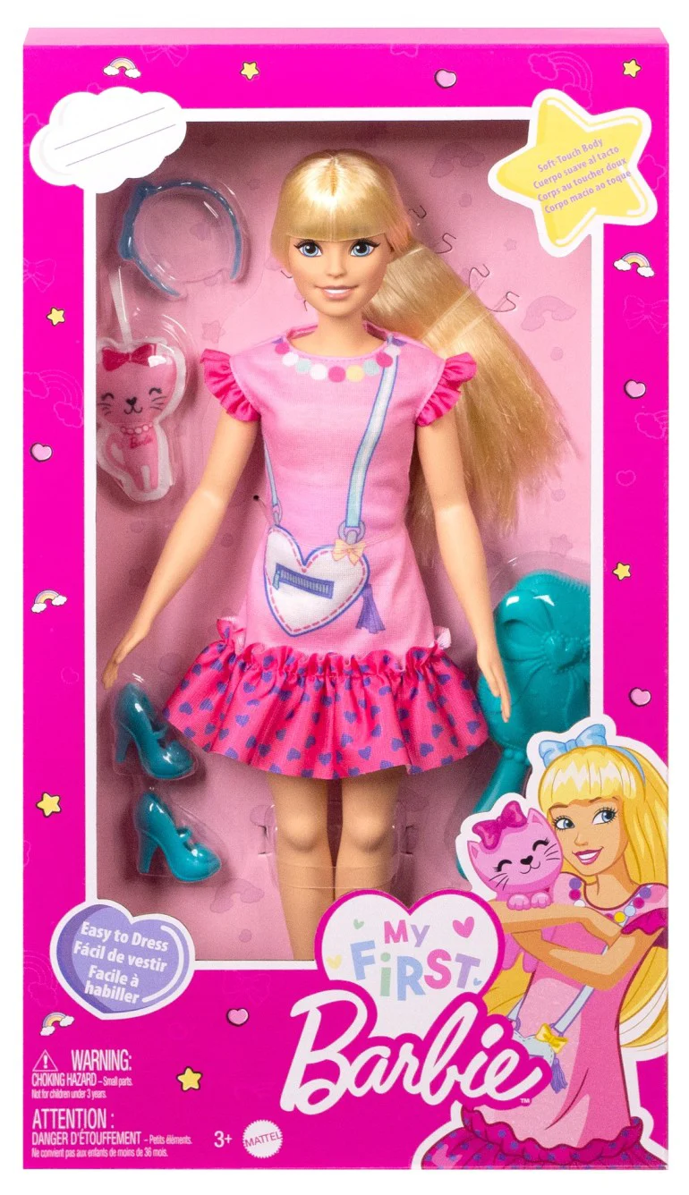 Jocuri si jucarii - My First Barbie Malibu - Papusa Blonda 35 cm cu Perie