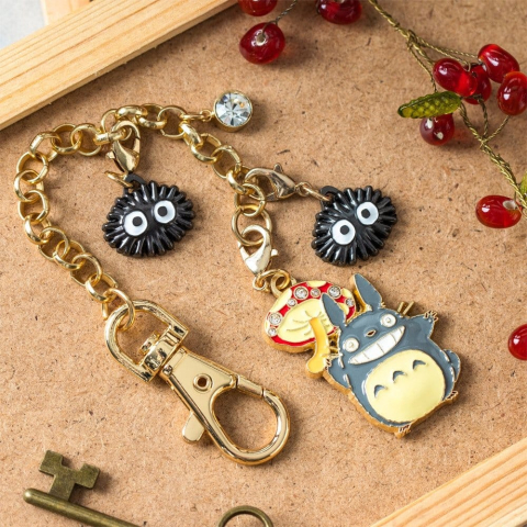 PRECOMENZI - My Neighbor Totoro Charm Chain Keychain Big Totoro & Mushroom