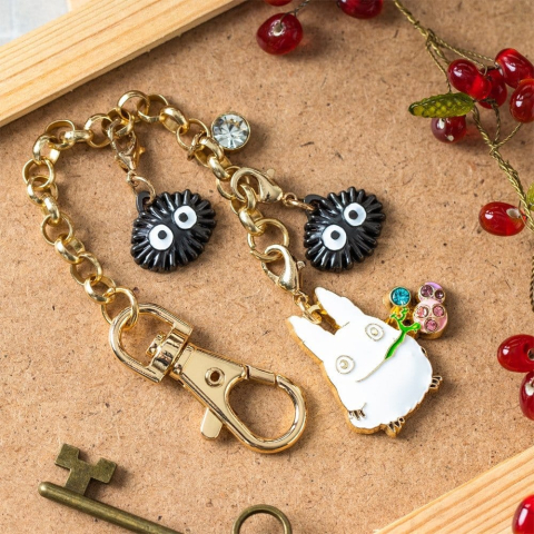 PRECOMENZI - My Neighbor Totoro Charm Chain Keychain Small Totoro & Fruits