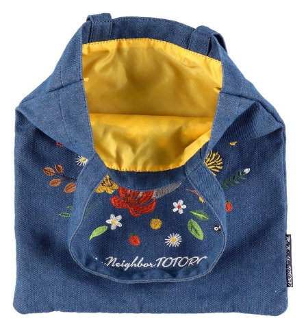 My Neighbor Totoro Tote Bag Denim Totoro & Flower Wreath [1]