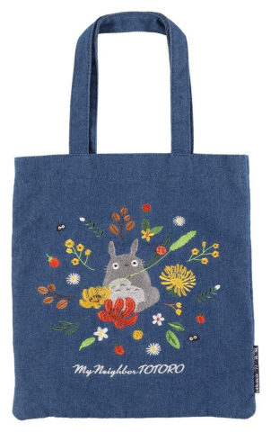 My Neighbor Totoro Tote Bag Denim Totoro & Flower Wreath [2]