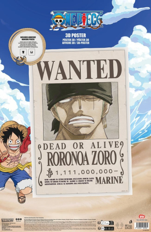 One Piece 3D Poster Wanted Roronoa Zoro 38 x 58 cm [2]