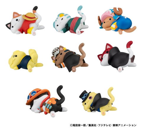 PRECOMENZI - One Piece Mega Cat Project Trading Figure Egghead NyanPieceNyan! Stickie! 3 cm Assortment (8)