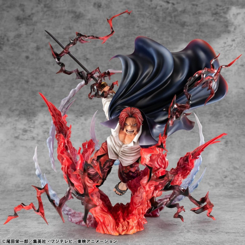 PRECOMENZI - One Piece P.O.P SA-MAXIMUM PVC Statue Leader of Red Hair Pirates Red-Haired Shanks Kamusari 25 cm