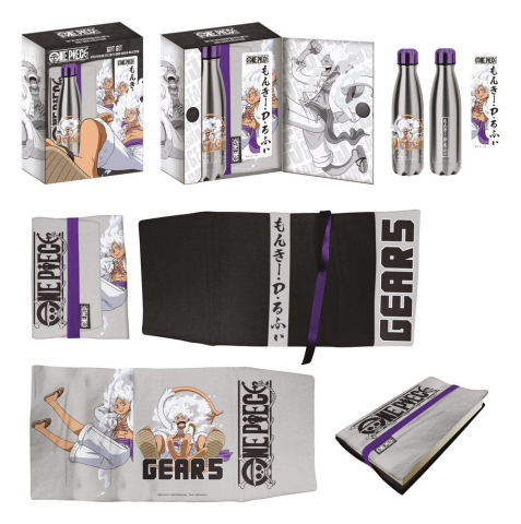 PRECOMENZI - One Piece Steel Bottle, Sticker, Book Cover Gift Set Gears