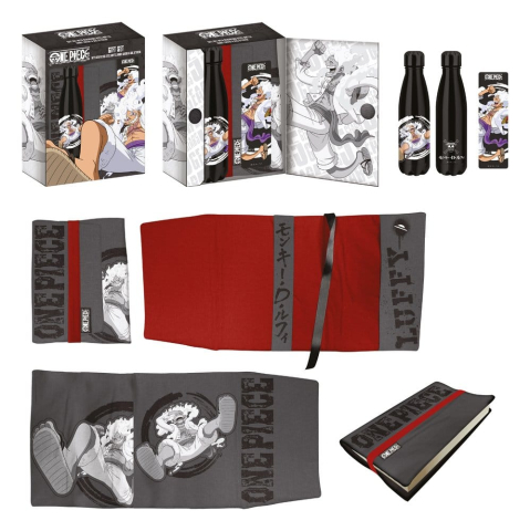 PRECOMENZI - One Piece Steel Bottle, Sticker, Book Cover Gift Set Luffy