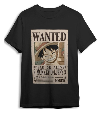 PRECOMENZI - One Piece T-Shirt Monkey D. Luffy Wanted Black Size XXL