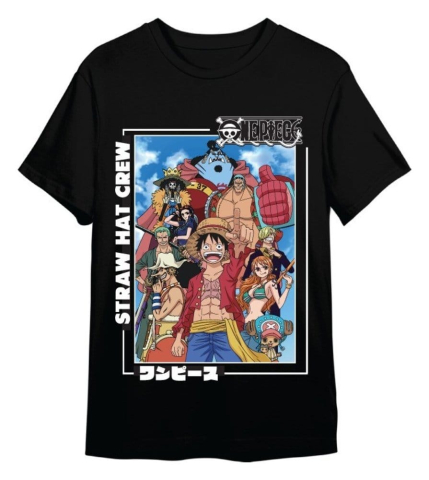 PRECOMENZI - One Piece T-Shirt Straw Hat Crew Black Size S