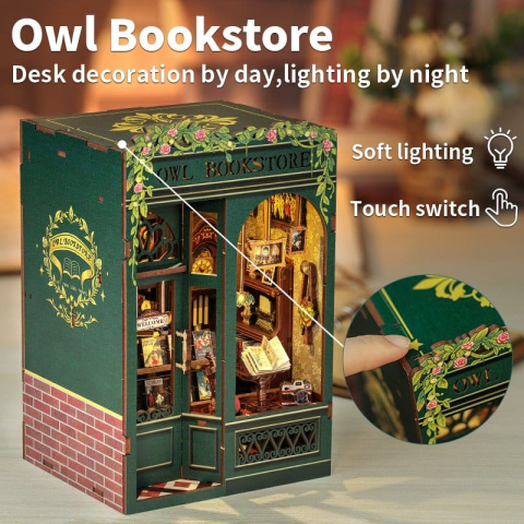Owl Bookstore - DIY Book Nook Kit cu LED [2]